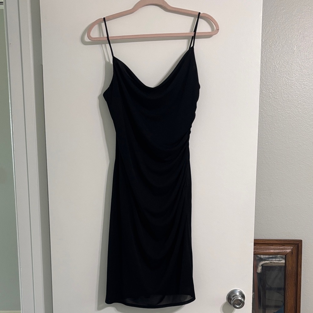 David Meister Black Cowl Neck Mini Dress